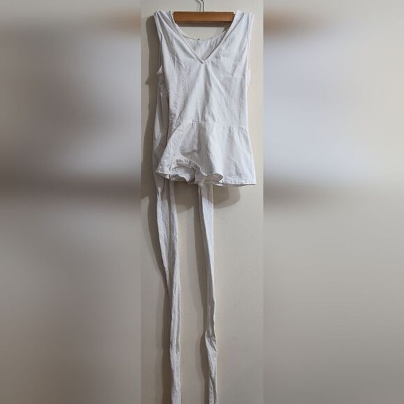 Jcrew dramatic offwhite wraparound v-neck peplum Heavy cotton tank size xs - Picture 5 of 6